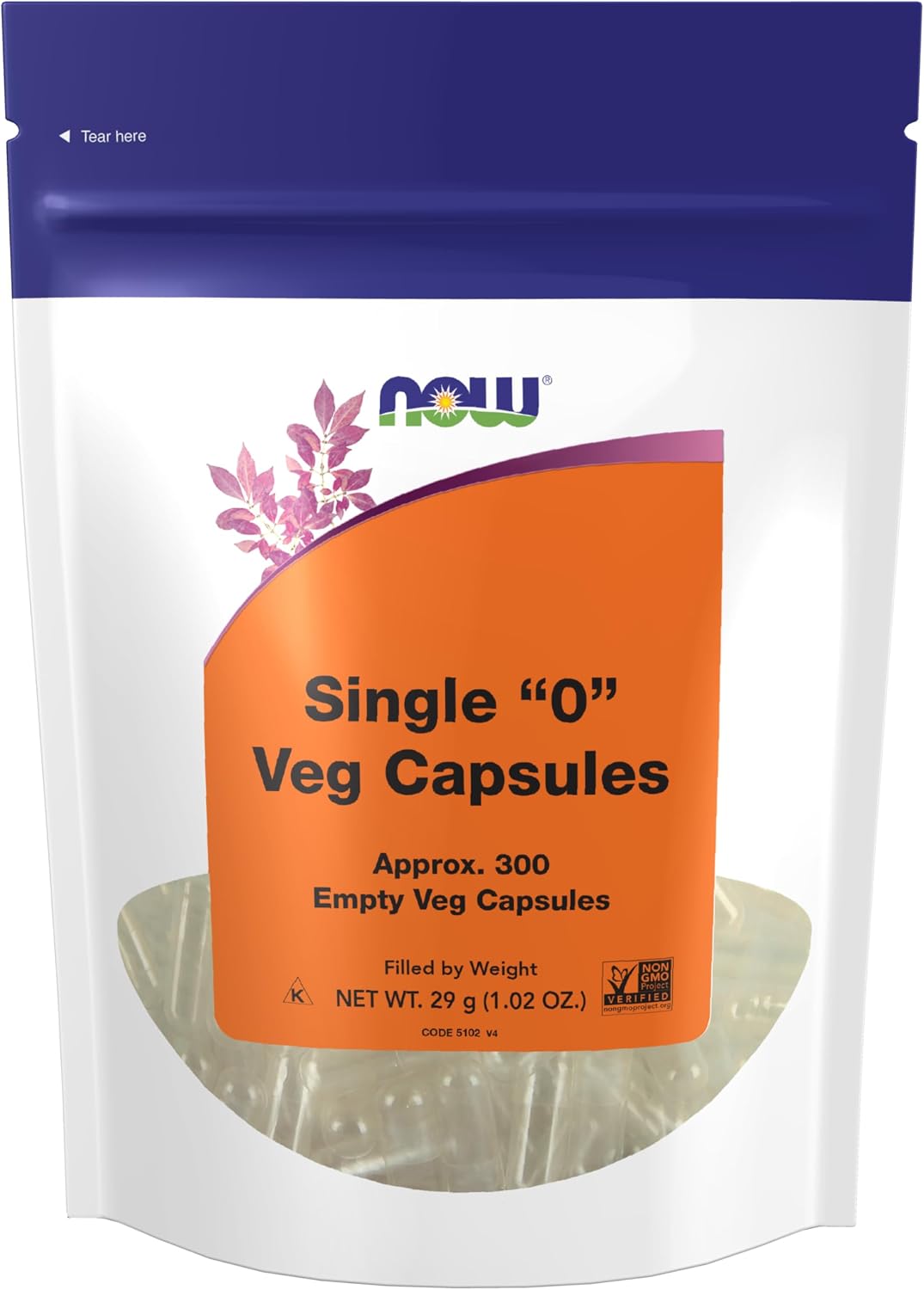 NOW Foods Empty Vegetarian Capsules, Size 0, 300 Count