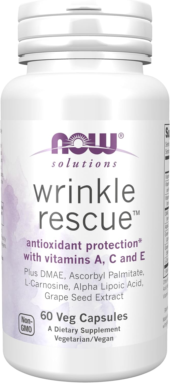 NOW Foods Solutions Wrinkle Rescue Capsules – Targeted Blend with Vitamins A, C and E