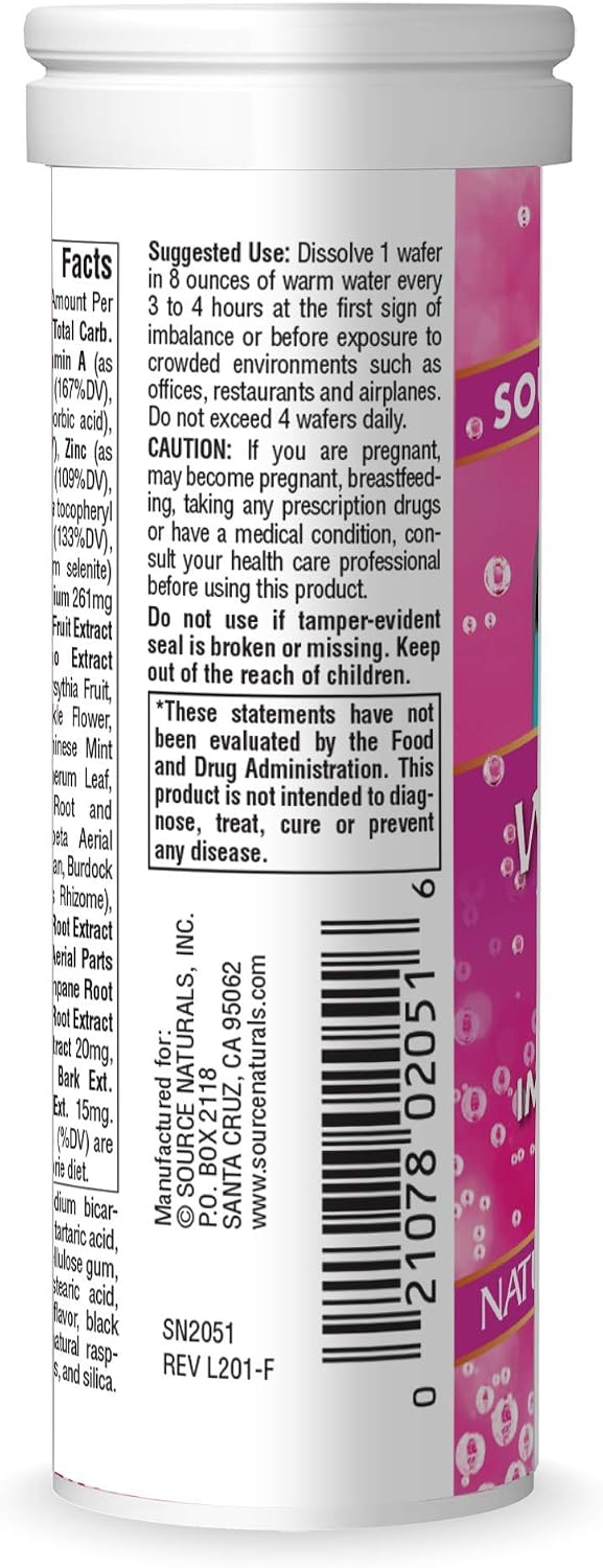 Source Naturals Wellness Fizz, Natural Berry Flavour - 10 Wafers