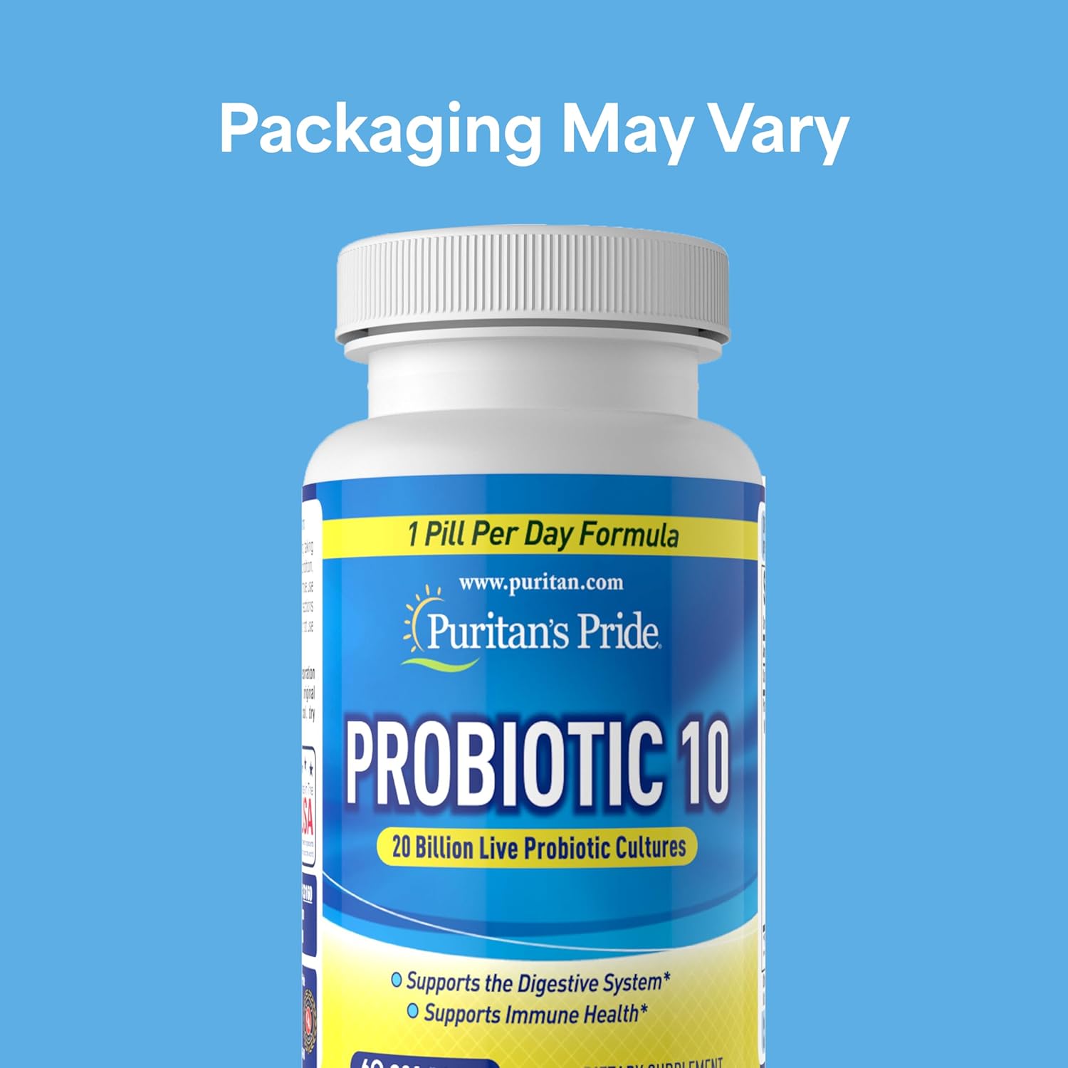 Puritan's Pride Probiotic 10 with Vitamin D, 60 Count – Canadian Edition