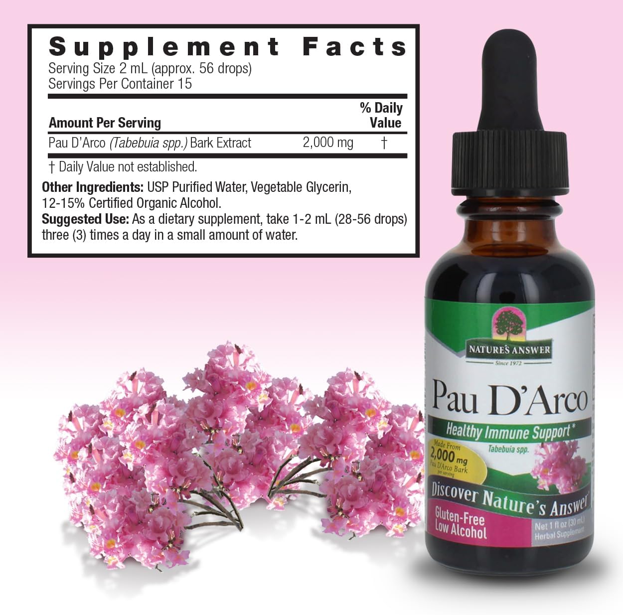 Nature's Answer Pau D'Arco Inner Bark Liquid Extract with Organic Alcohol - 30 mL
