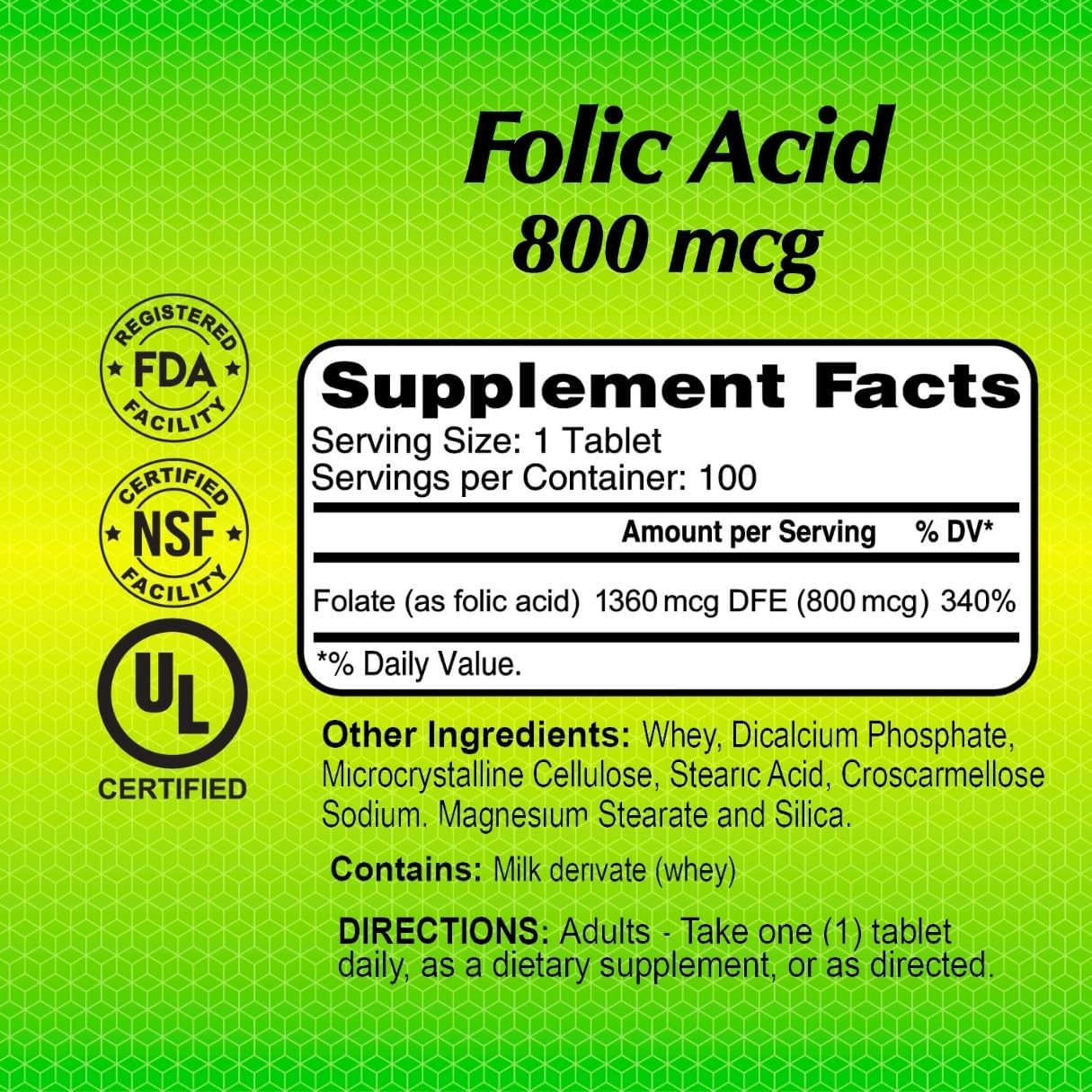 ALFA VITAMINS Folic Acid 800 mcg Supplement, 100 Tablets - görsel 4
