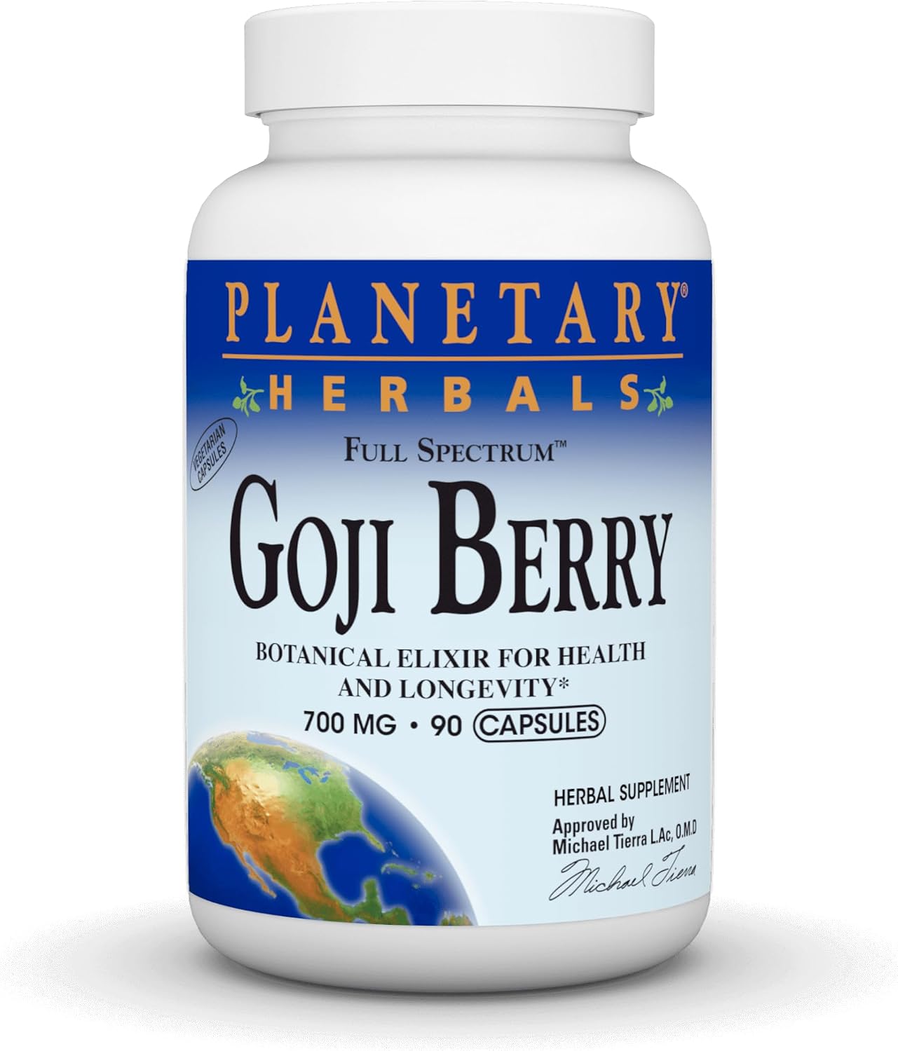 Planetary Herbals Goji Berry Full Spectrum 700 mg, Botanical Elixir for Overall Wellness, 90 Vegetarian Capsules