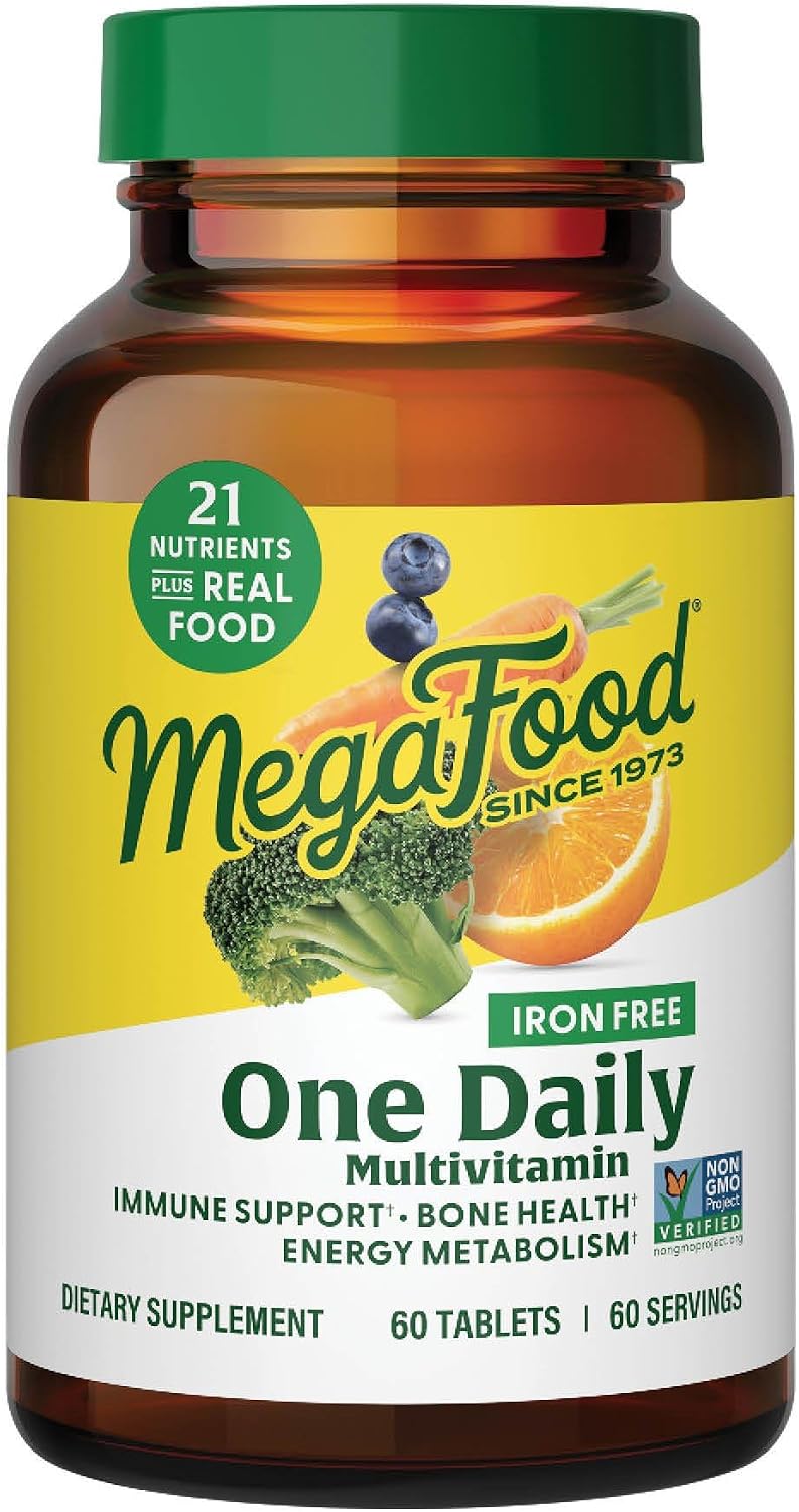 MegaFood One Daily Iron Free Multivitamin – Real Food, Non-GMO, Vegetarian – 90 Tablets
