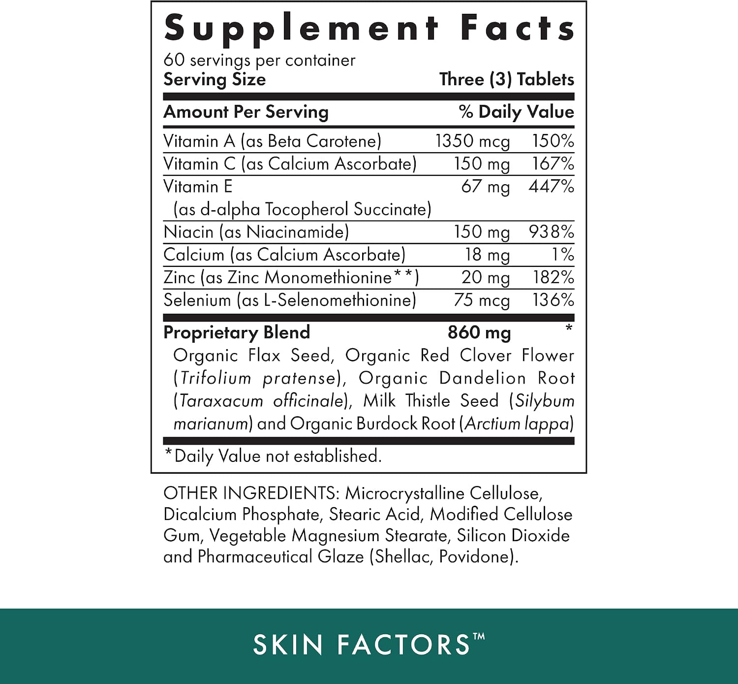 Michael's Health Skin Factors – 90 Vegetarian Tablets – Daily Formula for Youthful-Looking Skin