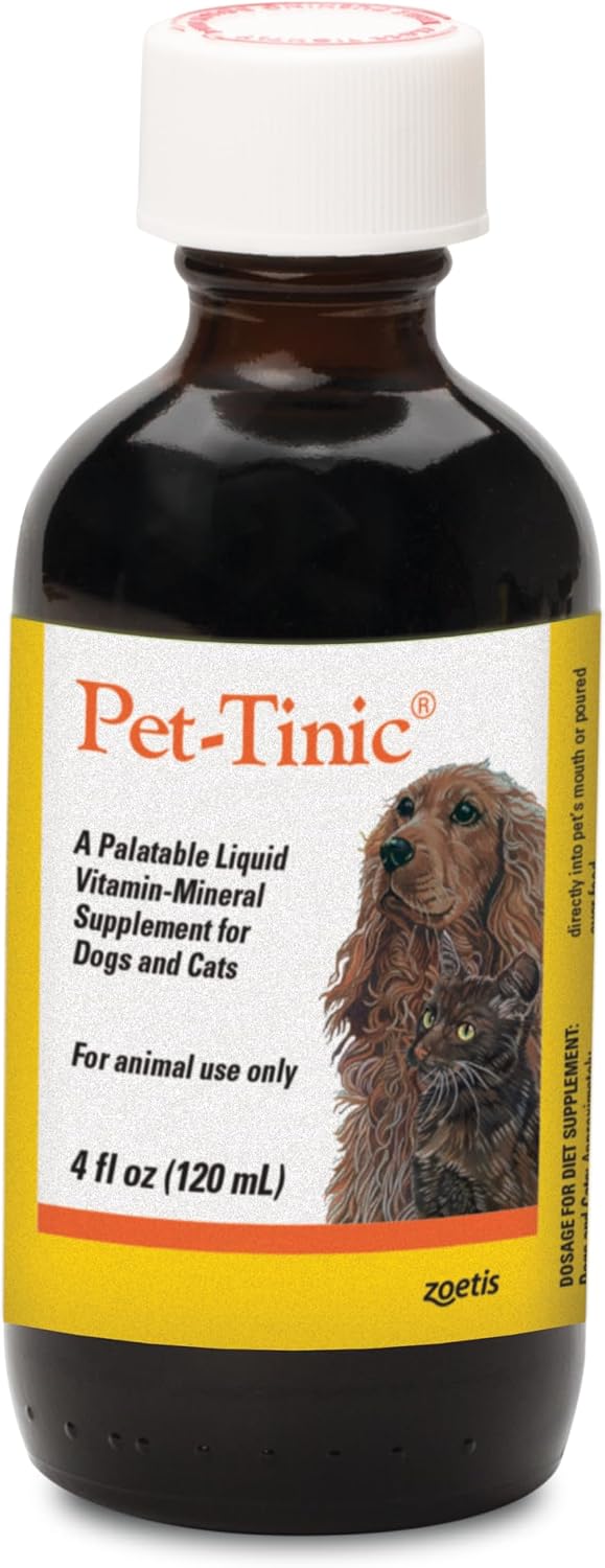PET-TINIC Liquid Vitamin-Mineral Supplement for Dogs & Cats, Beef Liver Flavour, 118 mL