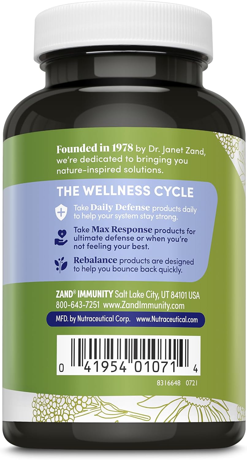 Zand Insure Herbal Immune Support - Vitamin C, Zinc, Echinacea, Elderberry & Ginger - 120 Vegetarian Capsules