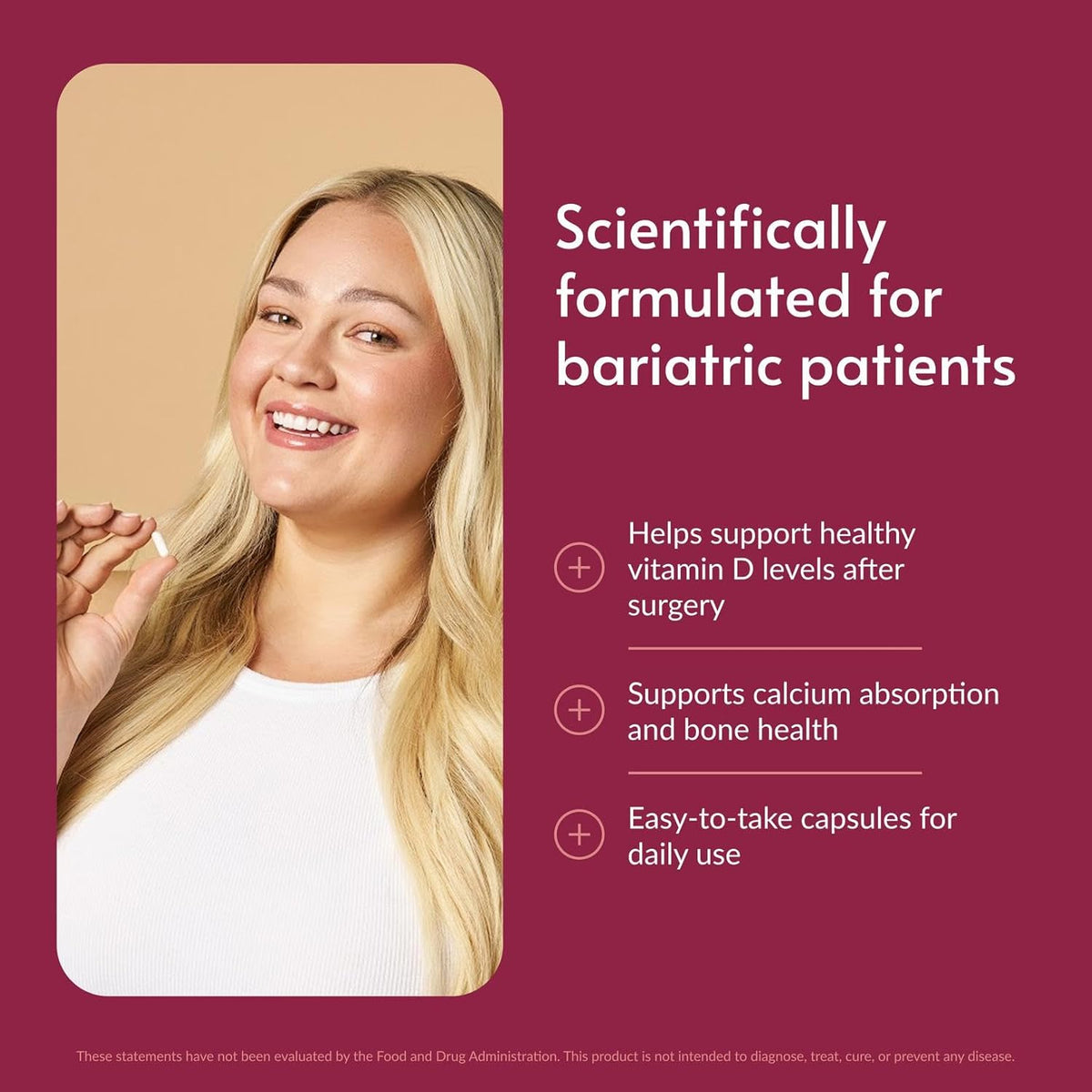 Bariatric Advantage Vitamin D3 5,000 IU – Water-Miscible Bariatric Vitamin D Capsules – Bone Strength Support – 180 Count - görsel 2
