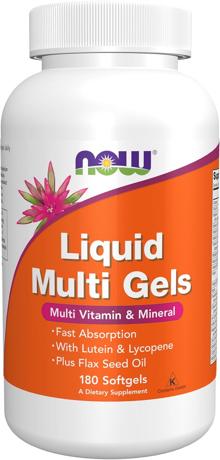 NOW Foods Liquid Multi Gels with Lutein, Lycopene and Flax Seed Oil, 60 Softgels