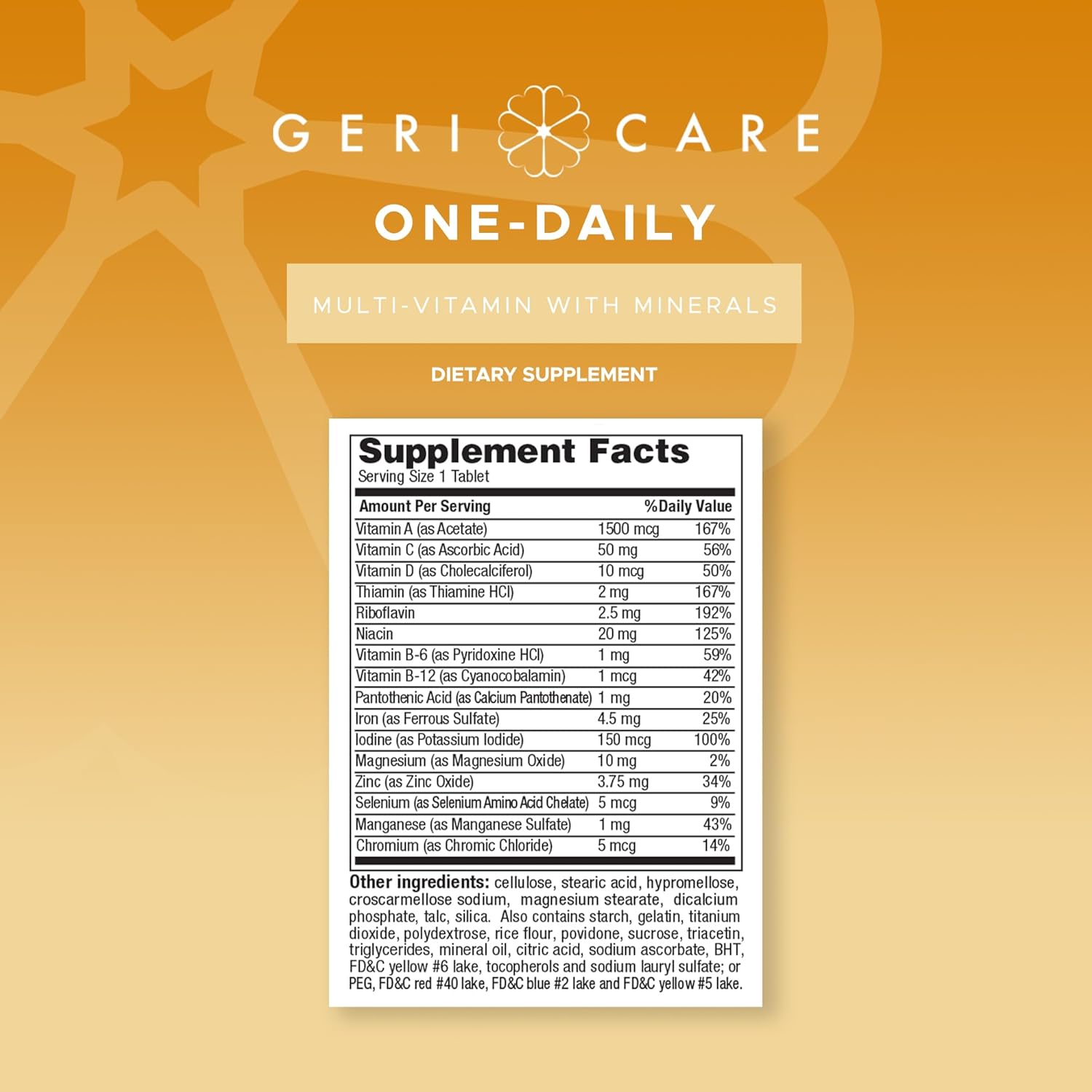 GeriCare One-Daily Multivitamins with Minerals for Men & Women (100 Tablets)
