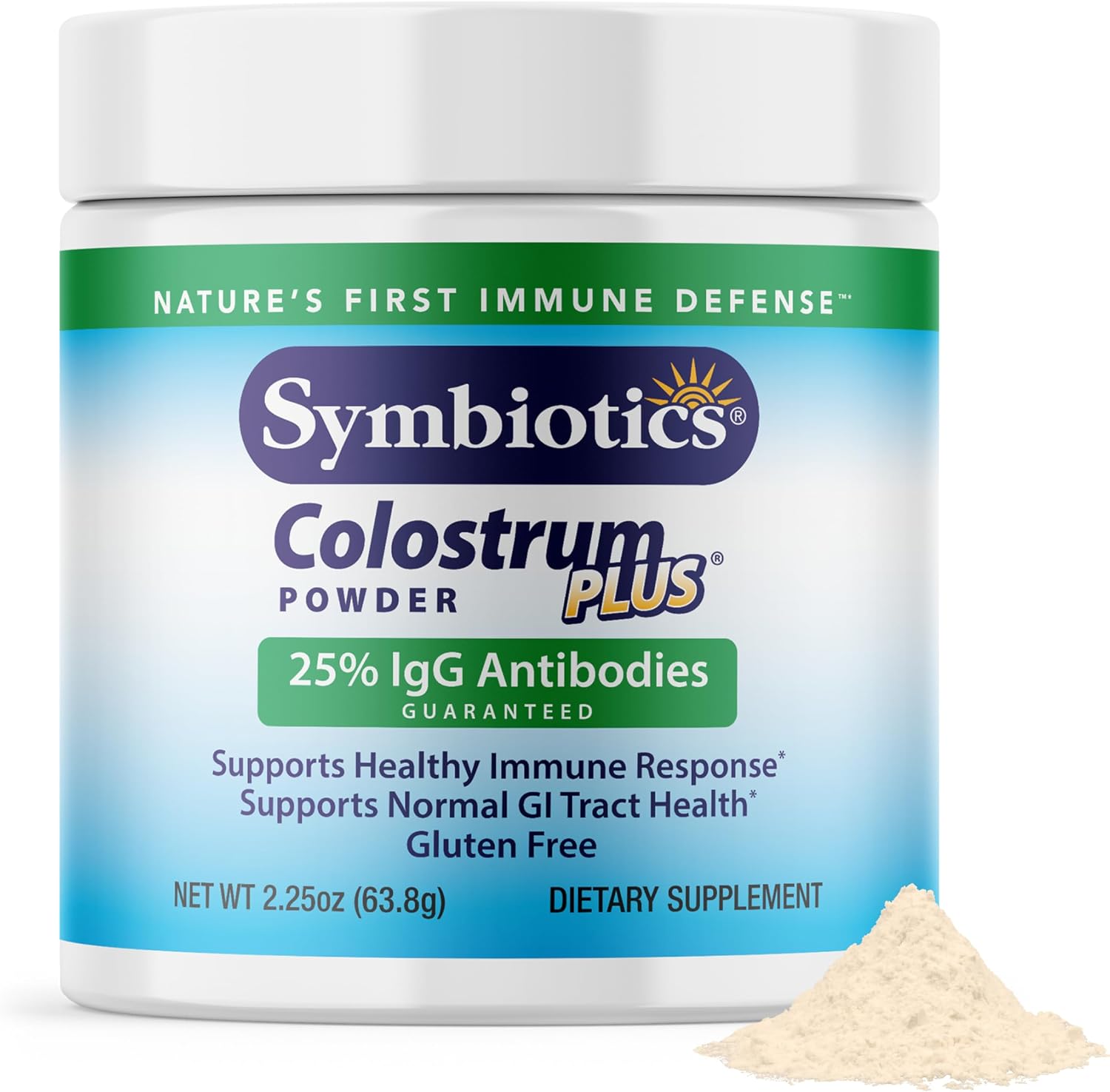 Symbiotics Colostrum Plus Powder – Standardized to 25% IgG Immunoglobulins, Immune & Muscle Recovery Support, Unflavoured, Gluten Free, 64 g