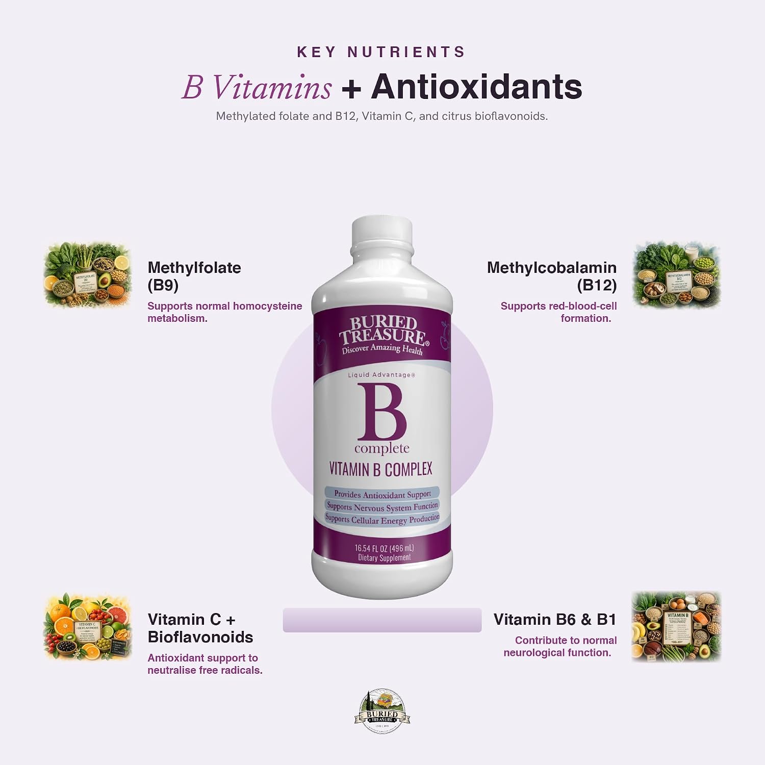 Buried Treasure B Complete - Liquid Methylated B-Complex, 16 fl oz (473 mL)