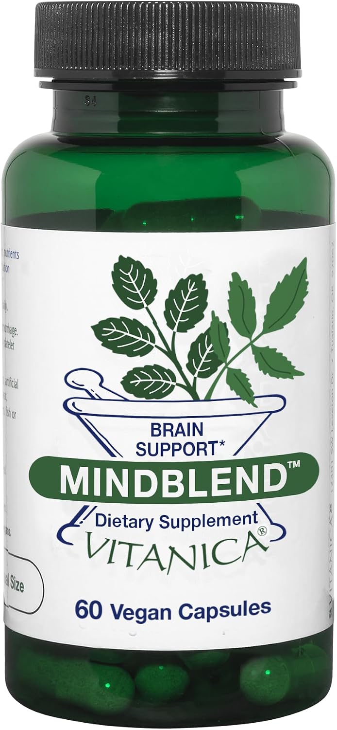 Vitanica MindBlend - Brain Support Supplement with Ginseng & L-5-MTHF, Vegan, 60 Capsules