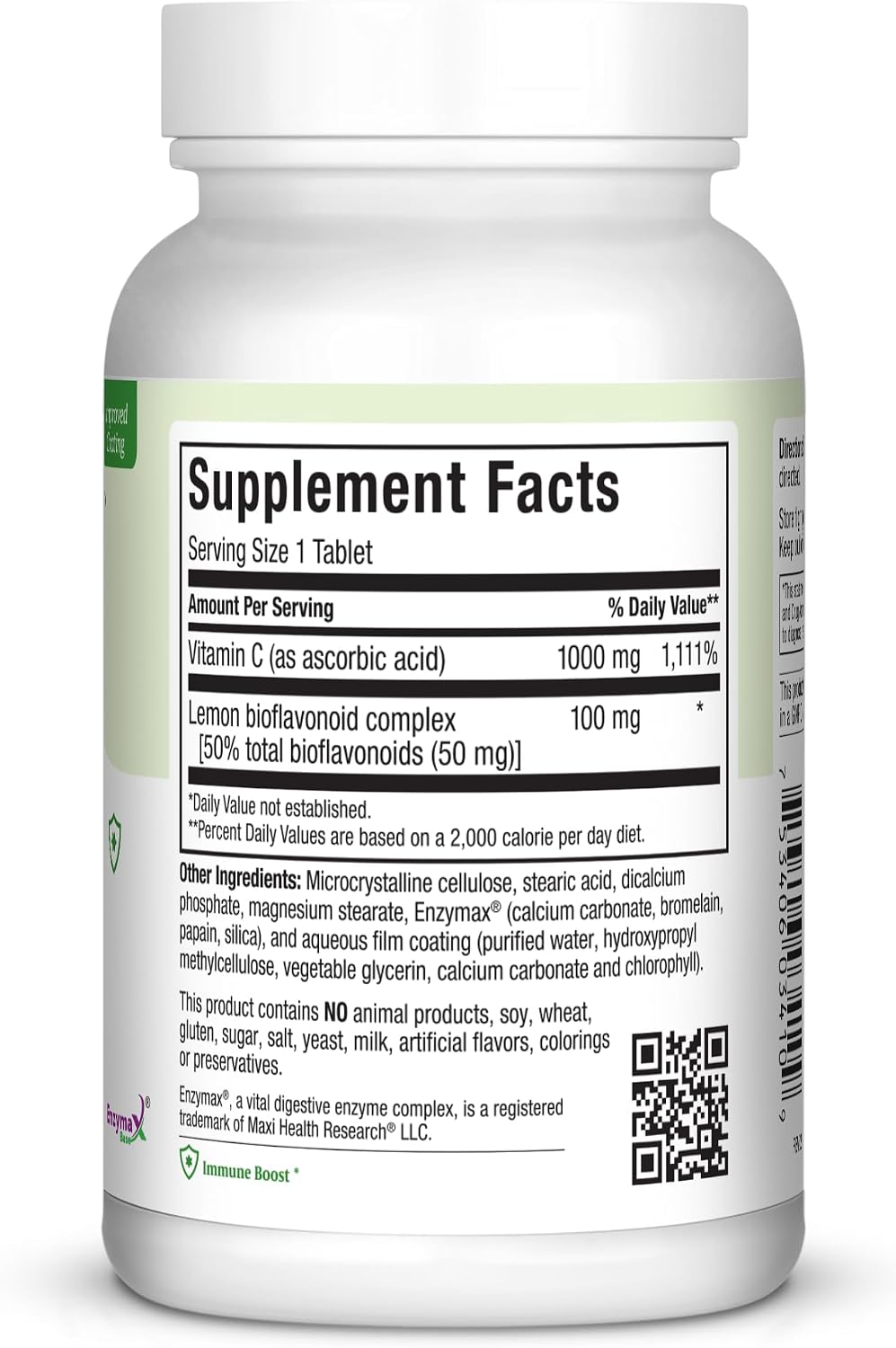 Maxi Health Vitamin C 1000 mg - Enhanced with Lemon Bioflavonoids & Enzymax - 250 Tablets