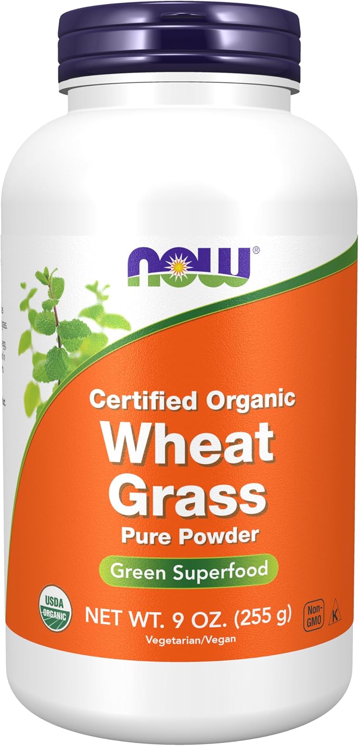 NOW Foods Certified Organic Wheat Grass Powder, 9 oz (255 g)