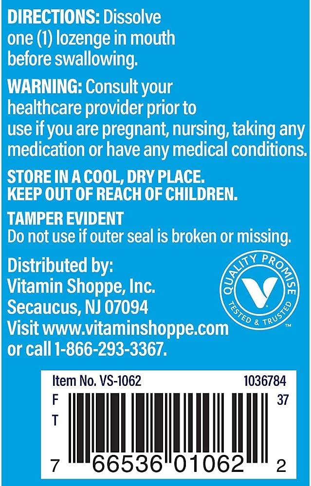The Vitamin Shoppe Vitamin B12 1,000 mcg Dissolvable Lozenges - Energy Production, Nervous System & Red Blood Cell Support