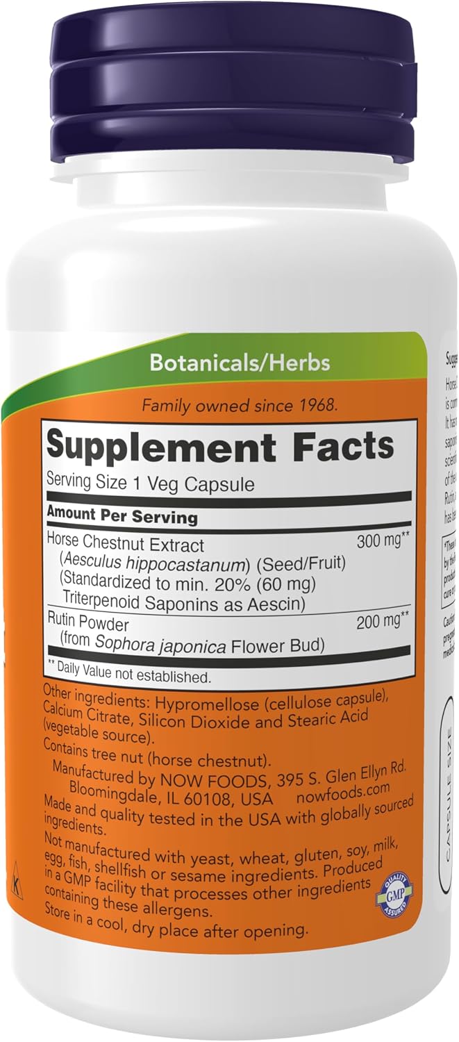 NOW Foods Horse Chestnut 300 mg with Rutin, 90 Veg Capsules