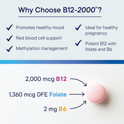 Biotics Research B12-2000 Vitamin B12 2000 mcg, B6, Folate Sublingual Lozenges - Berry Flavour, 60 Count