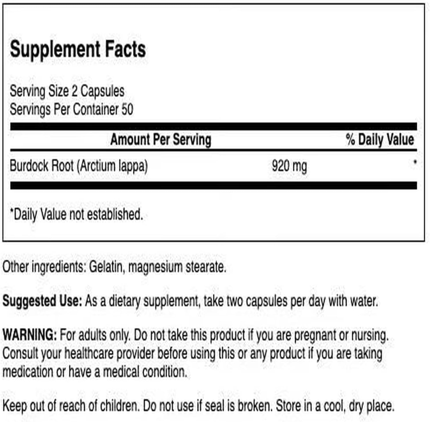 Swanson Burdock Root – Kidney & Liver Support – 460 mg, 100 Capsules