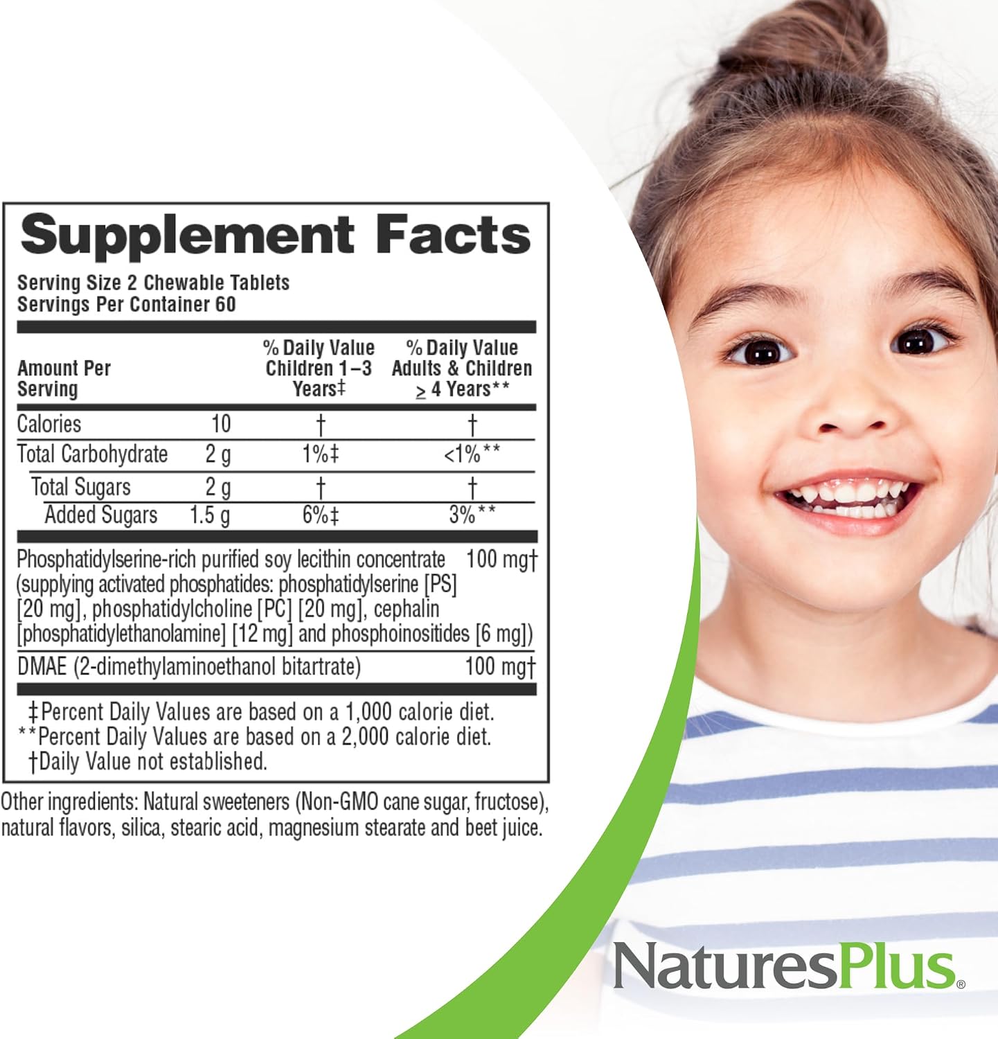 NaturesPlus Pedi-Active - 120 Chewable Tablets - Mixed Berry Flavour - Children's Brain & Focus Supplement