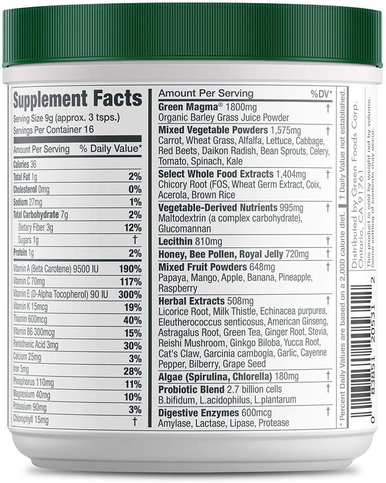 Green Foods Magma Plus - Natural Energy Booster & Green Superfood Supplement, 150 g