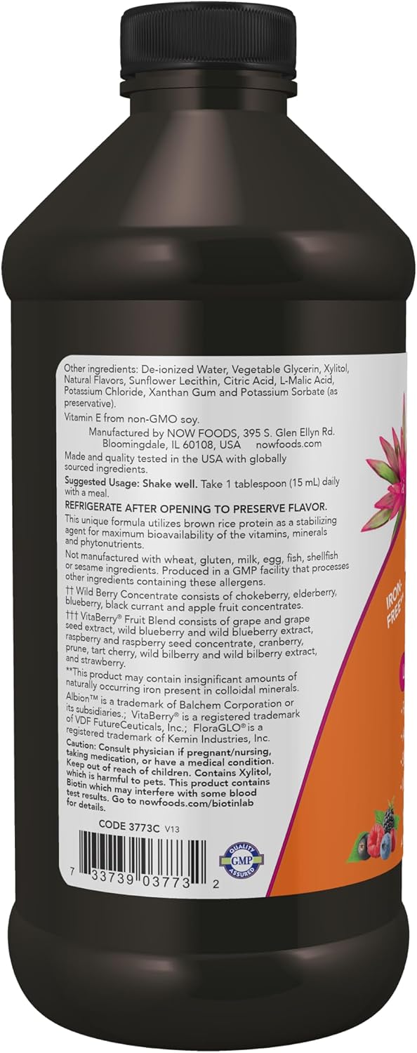NOW Foods Liquid Multi, Fast-Absorbing Liquid Vitamin & Mineral, Wild Berry Flavour, 16 fl oz (473 ml)