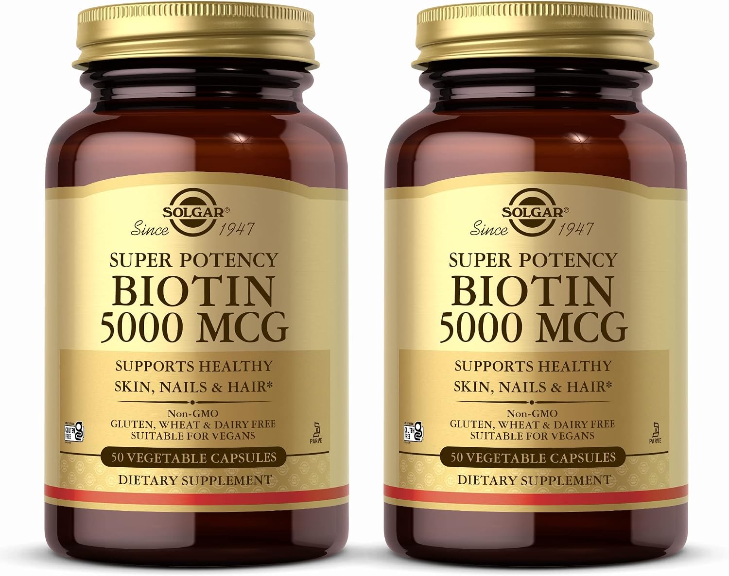 Solgar Biotin 5000 mcg - 100 Vegetable Capsules - Supports Skin, Nails and Hair