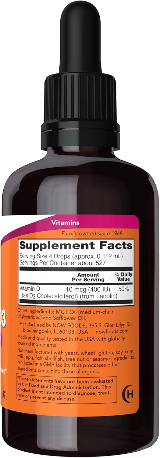 NOW Foods Liquid Vitamin D-3 – 2 oz (59 mL)