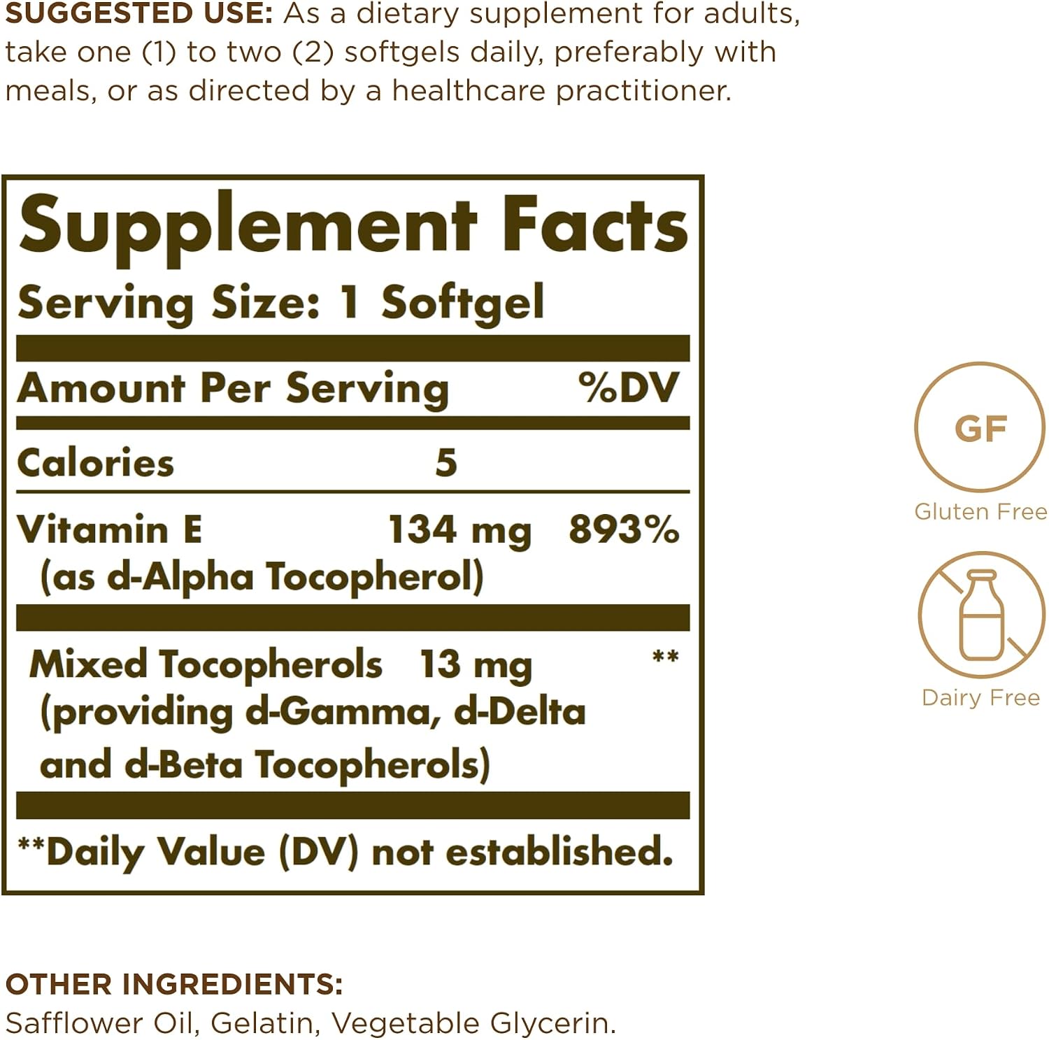 Solgar Vitamin E 200 IU – 100 Softgels – Natural Antioxidant and Immune Support