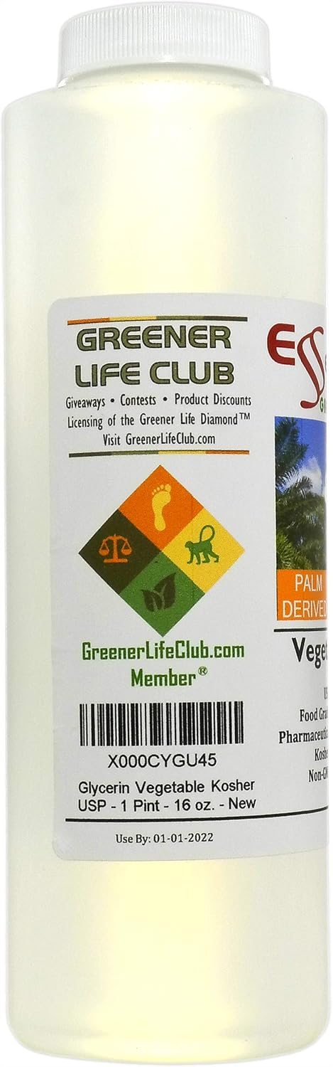 Vegetable Glycerin – 1 Pint (473 mL) – RSPO Sustainable Palm, Non-GMO, Kosher, USP Food Grade