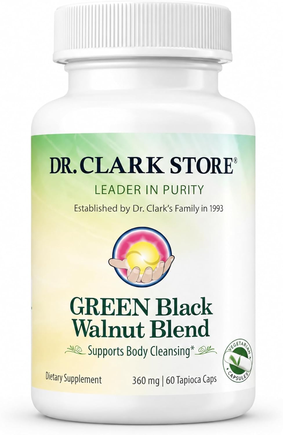 Dr Clark Store Green Black Walnut Blend – Freeze-Dried Hull with Peppermint, 360 mg, 50 Gelatin Capsules