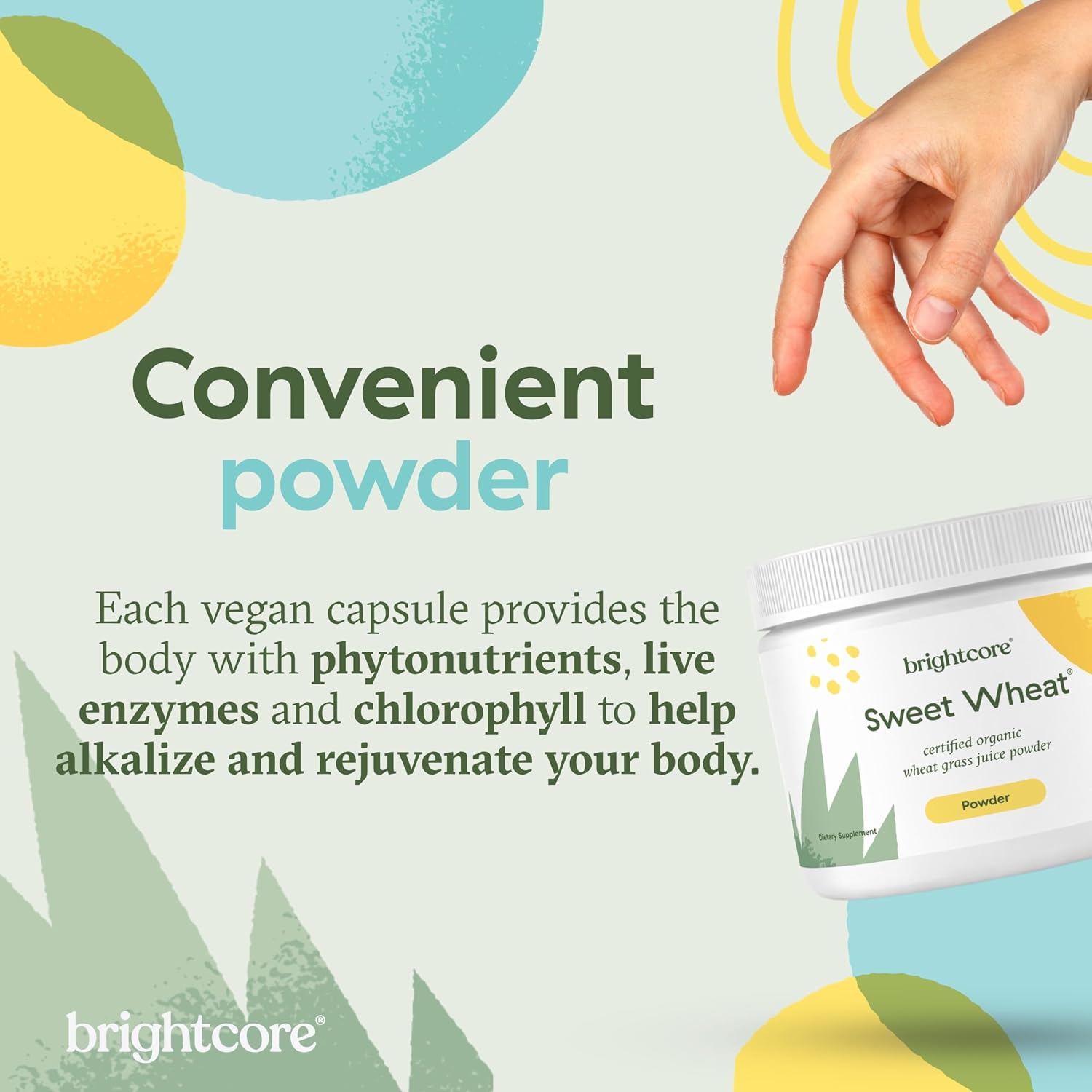 Brightcore Nutrition Sweet Wheat Wheatgrass Juice Powder – Super Greens for Digestive Health & Immune Support, 90g