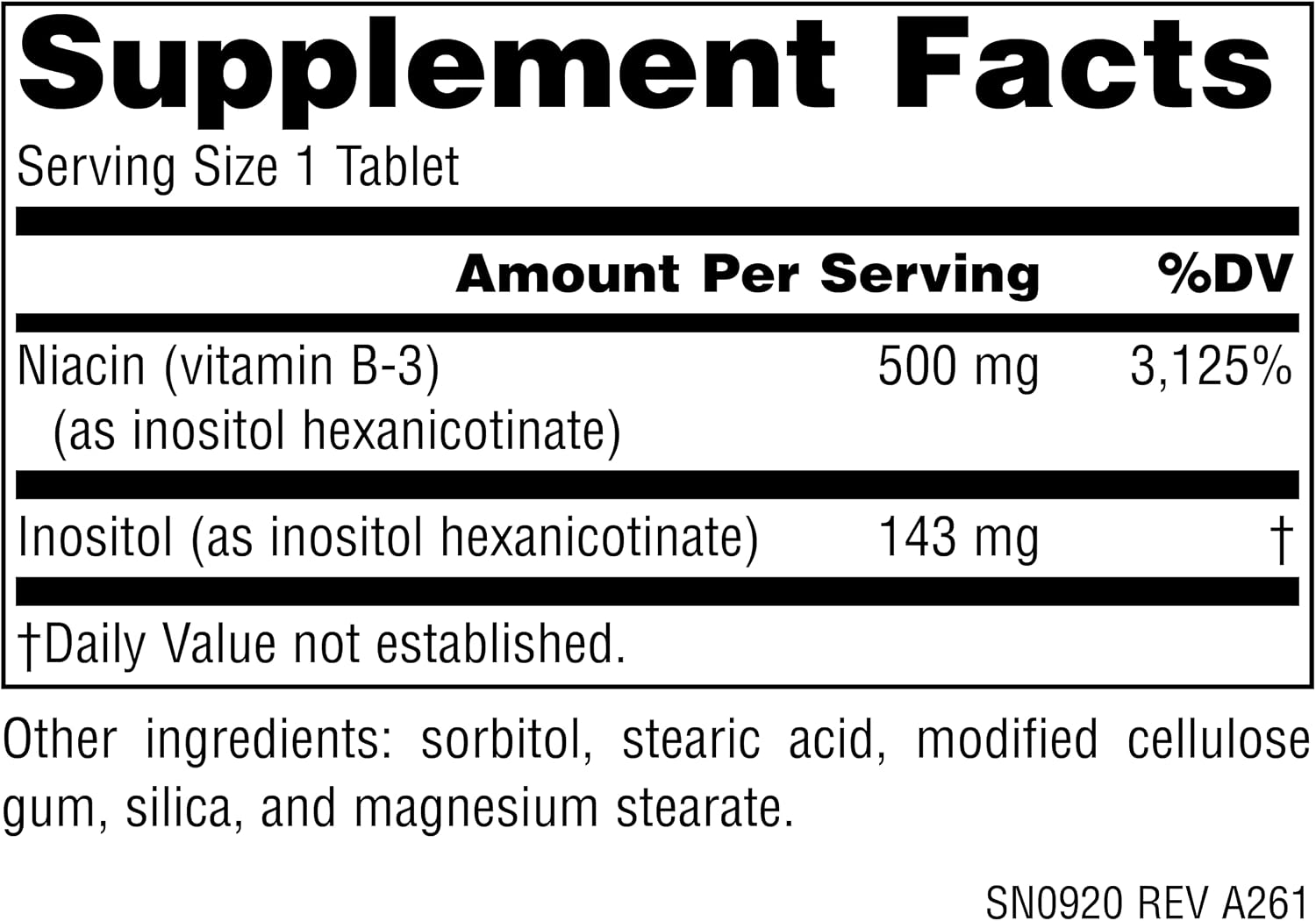 Source Naturals No-Flush Niacin 500 mg, Inositol Hexanicotinate, 30 Vegetarian Tablets