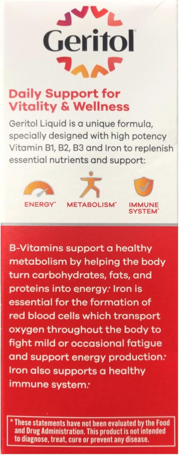 Geritol Liquid Supplement, B-Vitamins & Iron, 355 mL