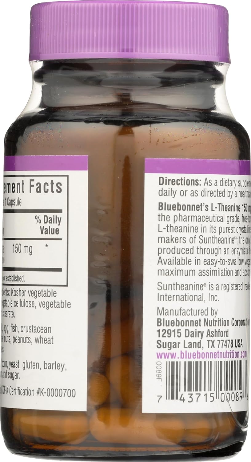 Bluebonnet Nutrition L-Theanine 200 mg, 30 Capsules