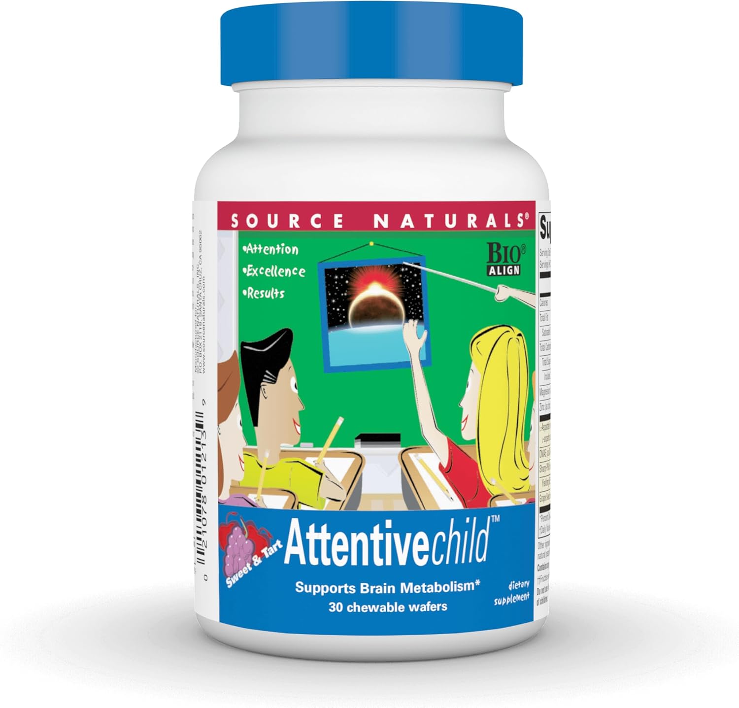 Source Naturals Attentive Child Chewable Wafers – Brain Metabolism Support, 30 Fruit Wafers