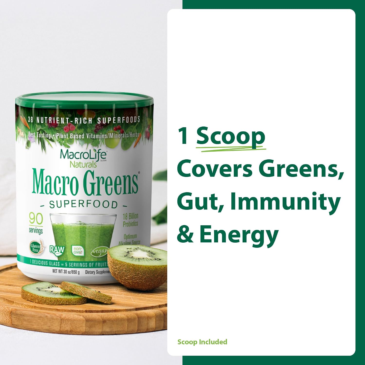 MacroLife Naturals Macro Greens Superfood Powder, 850 g
