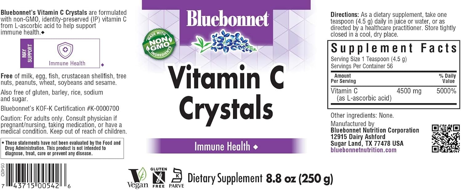 Bluebonnet Nutrition Vitamin C Crystals, 250 g