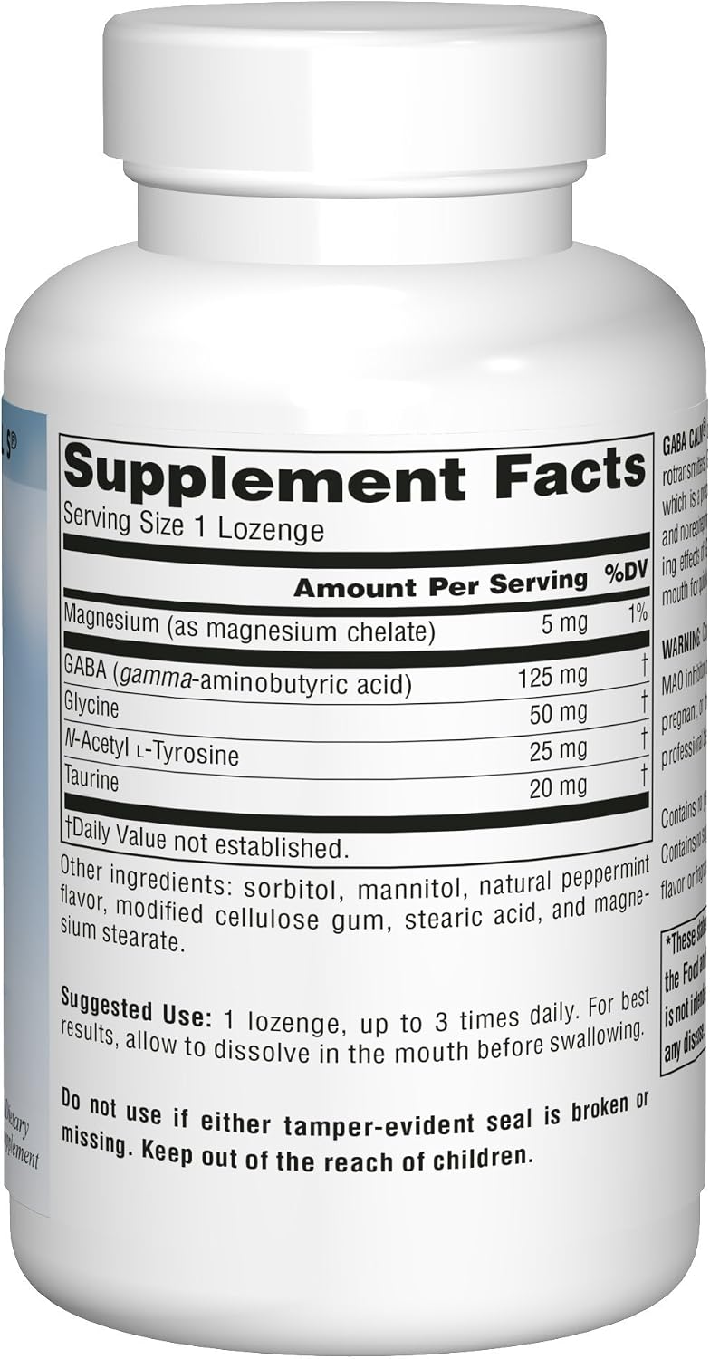 Source Naturals Serene Science, GABA Calm Quick Dissolving Peppermint Flavour - 120 Lozenges