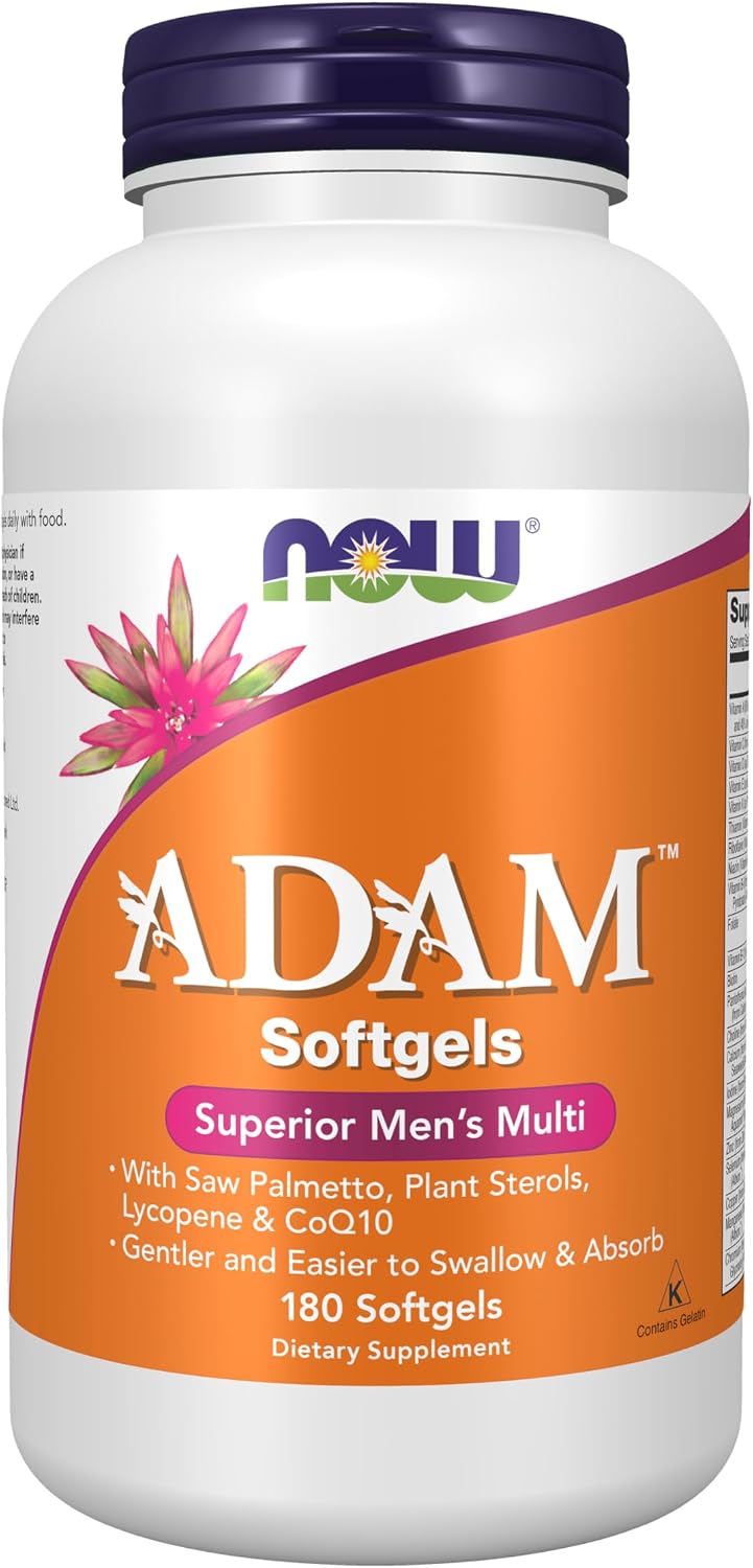 NOW Supplements, ADAM™ Men's Multivitamin with Saw Palmetto, Plant Sterols, Lycopene and CoQ10, 90 Softgels