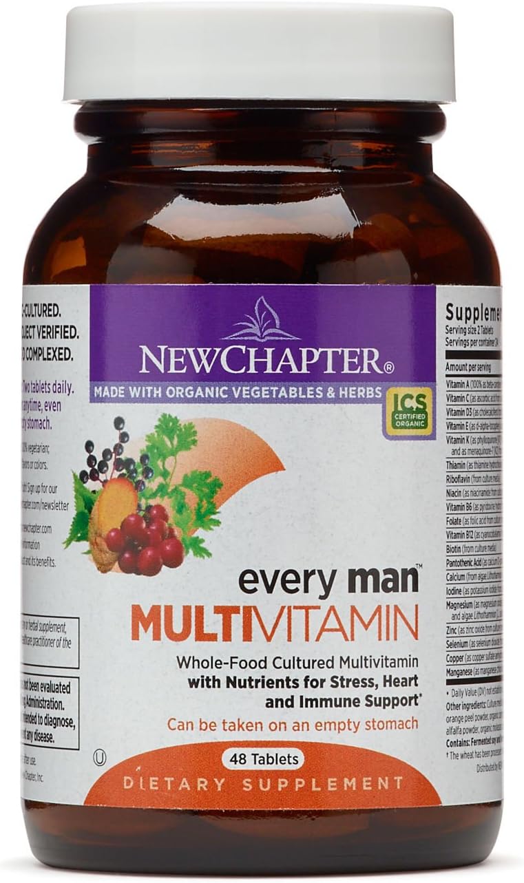 New Chapter Men's Multivitamin, Every Man - Fermented with Probiotics + Selenium + B Vitamins + Vitamin D3 - 48 tablets