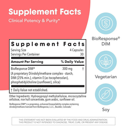 ARG DIM Enhanced Delivery System - Promotes Oestrogen Metabolism - 300 mg Bioavailable Diindolylmethane Complex - Vegetarian & Soy-Free - 120 Capsules