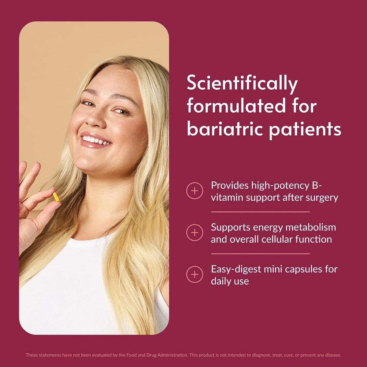 Bariatric Advantage Vitamin B50 Complex - High-Potency B-Complex for Energy and Brain Health - 180 Mini Capsules - görsel 2