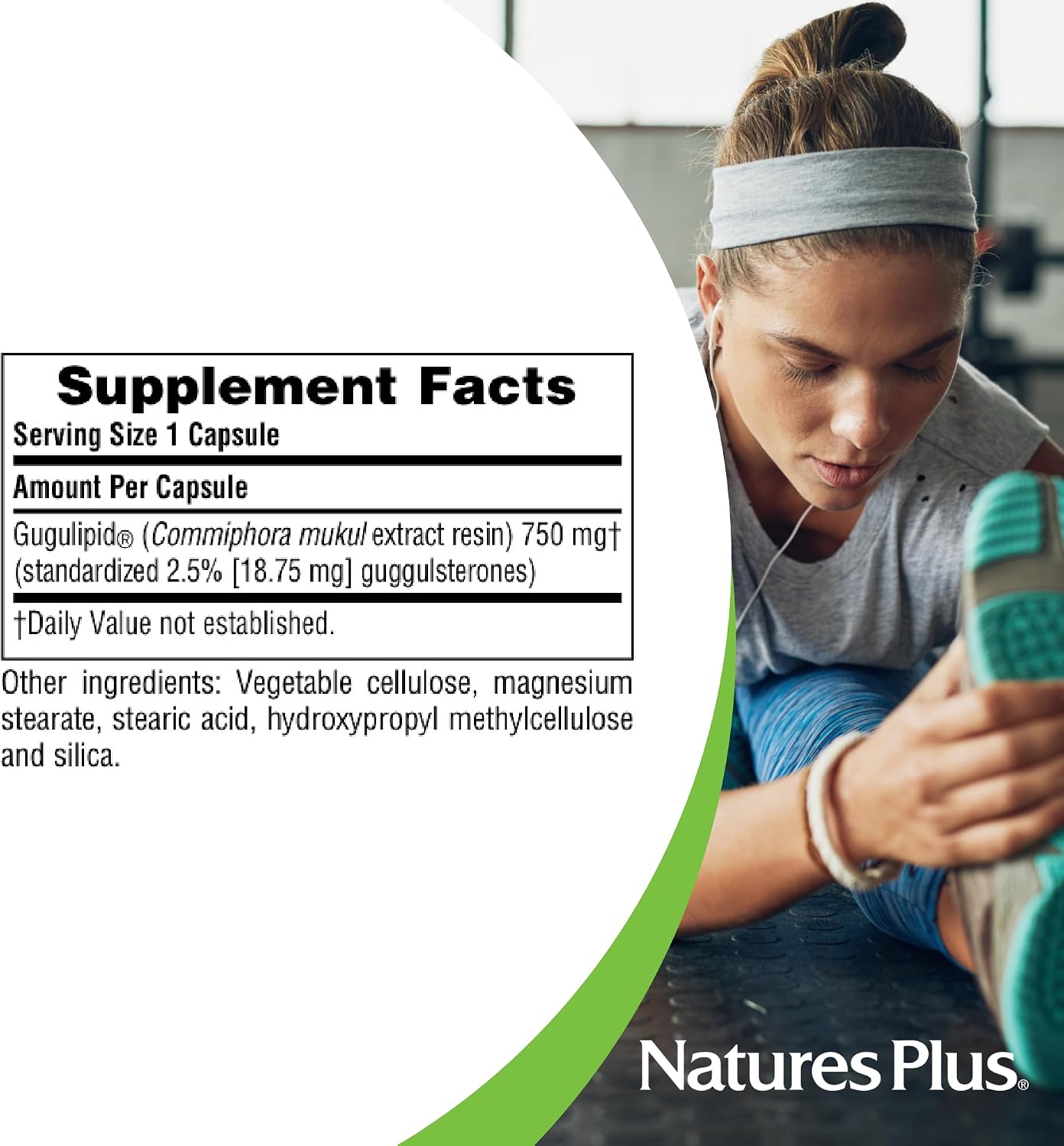 NaturesPlus Herbal Actives Gugulipid – 750 mg, 2.5% Guggulsterones – 60 Vegan Capsules