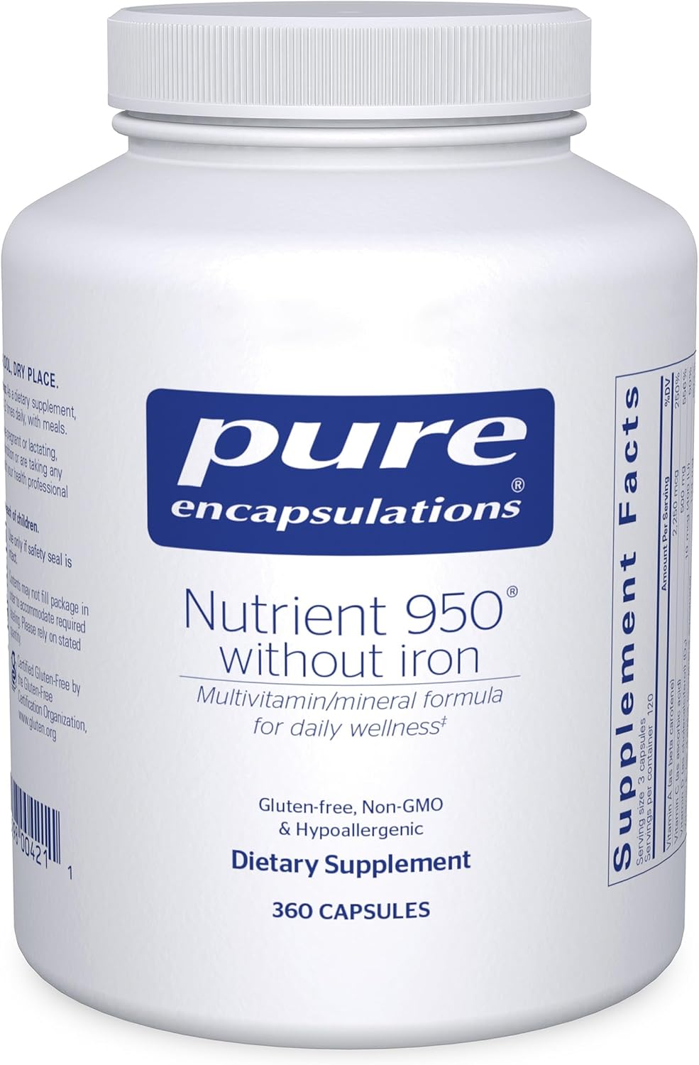 Pure Encapsulations Nutrient 950 Without Iron – Multivitamin and Mineral Supplement, 180 Capsules