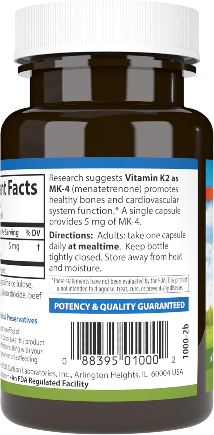 Carlson Vitamin K2, MK-4 (Menatetrenone) – 5 mg, 60 Capsules