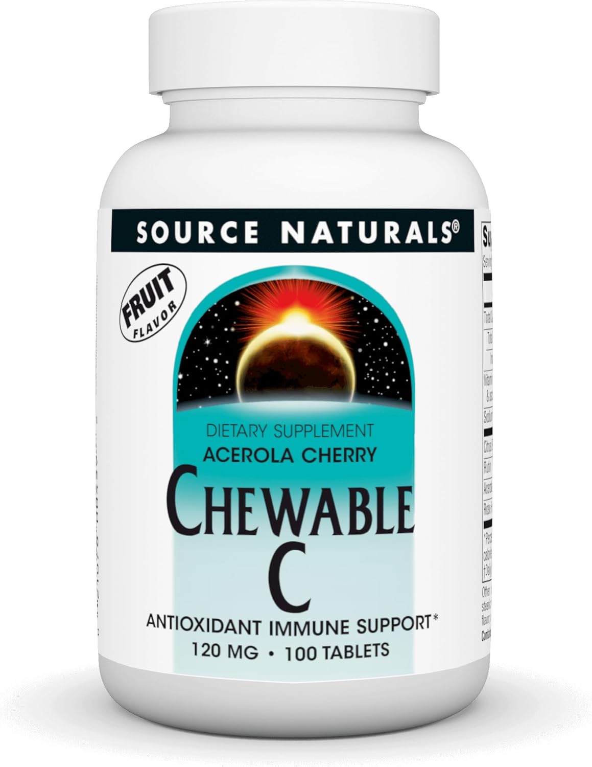Source Naturals Chewable C, Acerola Cherry, Antioxidant Immune Health Support* – 120 mg – 100 Fruit Flavoured Tablets