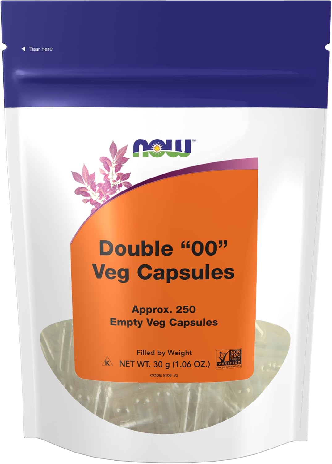 NOW Foods Empty Vegetarian Capsules, Double "00", 750 Count