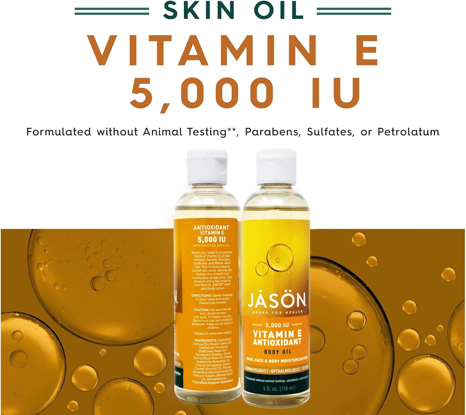 Jason Natural Cosmetics Pure Beauty Oil, 5,000 IU Vitamin E - 118 mL