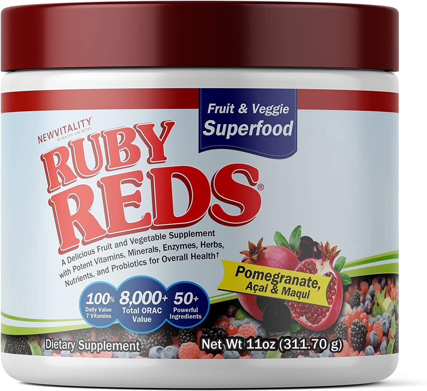 New Vitality Ruby Reds - Superfood Powder, 312 g (30 Servings)